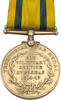 The reverse of the Territorial Force War Medal.